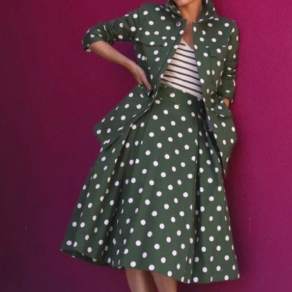Halogen X Atlantic-Pacific Polka Dot Skirt w/ Pockets M - Picture 1 of 5